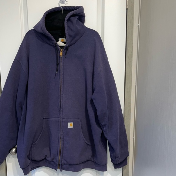 Carhartt Heavy Hoodie Mens 3XL Tall Blue J149 Mesh Lined Full Zip Workwear - Picture 4 of 6